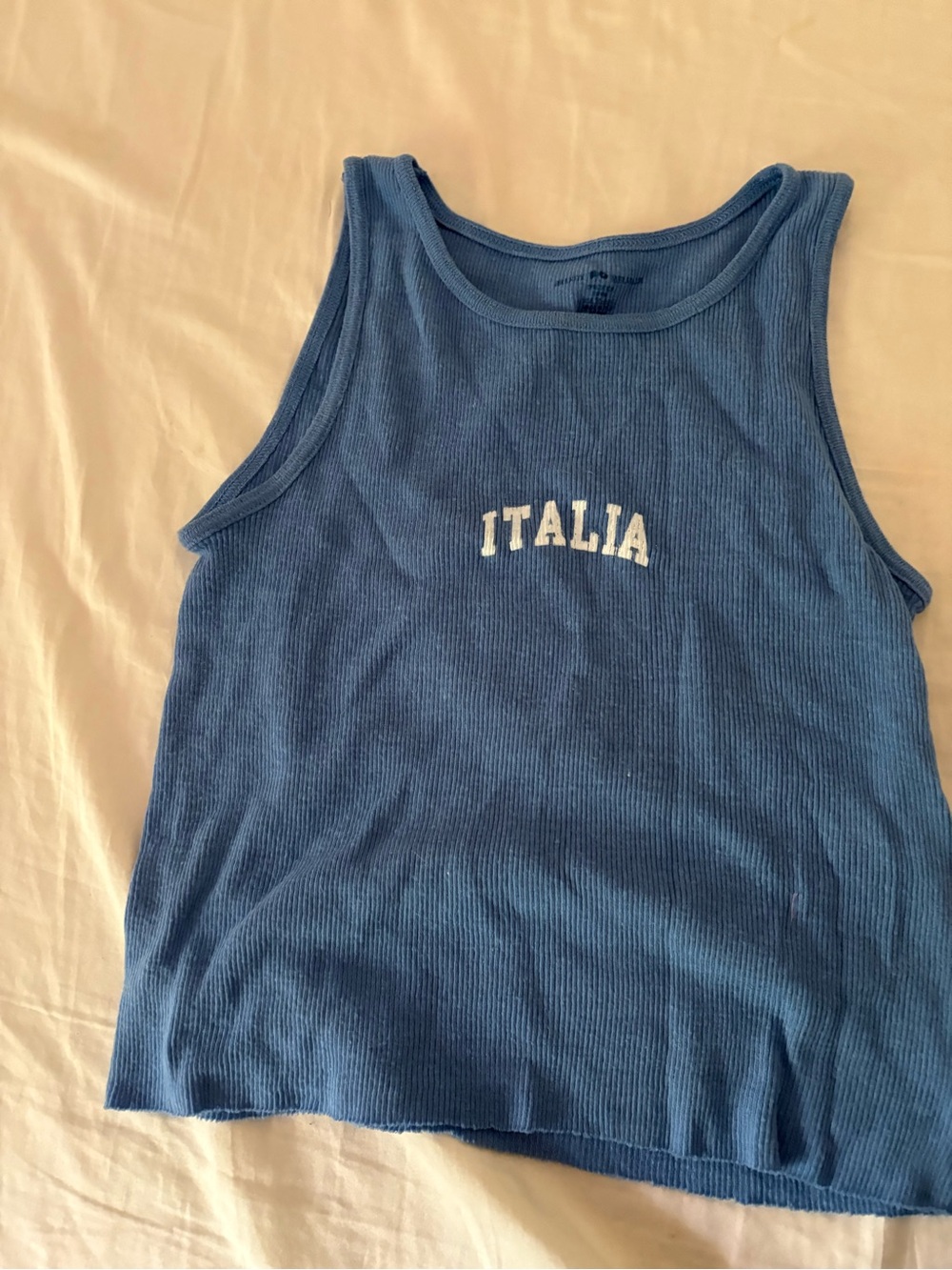 Brandy Melville Blue 'Italia' Ribbed Tank Top